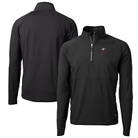Pull-over hybride recyclé à fermeture éclair quart de tour pour homme, noir, avec logo des anciens Georgia Bulldogs, Cutter & Buck, en tricot écologique Adapt