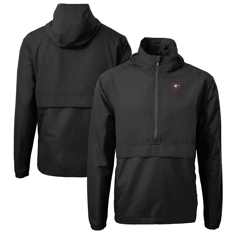 Veste anorak demi-zip Cutter & Buck noire pour homme, ornée du logo des anciens élèves Georgia Bulldogs, en maille écologique recyclée.