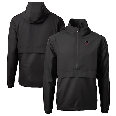 Veste anorak demi-zip Cutter & Buck noire pour homme, ornée du logo des anciens élèves Georgia Bulldogs, en maille écologique recyclée.