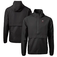Veste anorak demi-zip Cutter & Buck noire pour homme, ornée du logo des anciens élèves Georgia Bulldogs, en maille écologique recyclée.