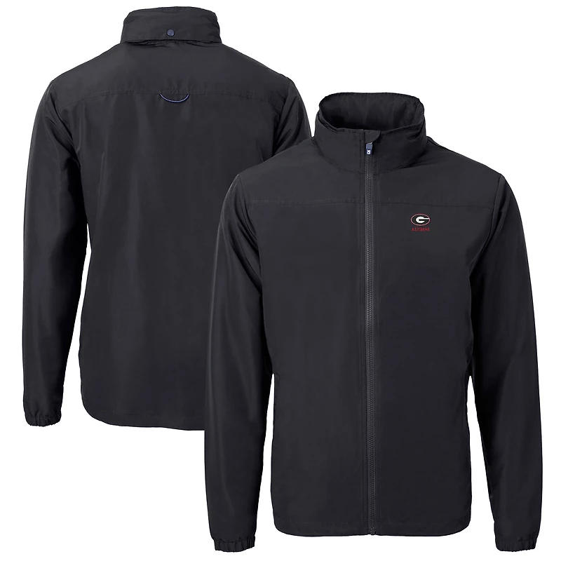 Veste zippée intégrale en tricot recyclé avec logo Charter des Georgia Bulldogs pour homme, noire, Cutter & Buck