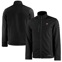 Veste Cutter & Buck noire pour homme, modèle Evoke Eco Softshell recyclée avec logo des anciens élèves Georgia Bulldogs et fermeture éclair intégrale