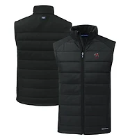Gilet zippé entièrement recyclé en softshell hybride écologique PrimaLoft Evoke pour homme, noir, avec logo des anciens Georgia Bulldogs, Cutter & Buck