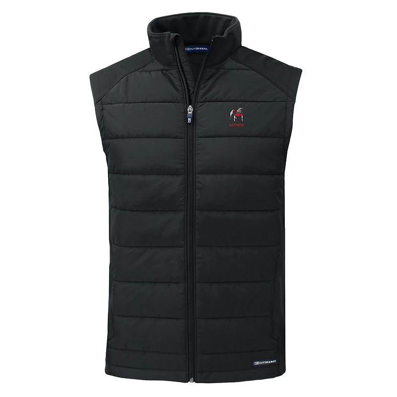 Gilet zippé entièrement recyclé en softshell hybride écologique PrimaLoft Evoke pour homme, noir, avec logo des anciens Georgia Bulldogs, Cutter & Buck