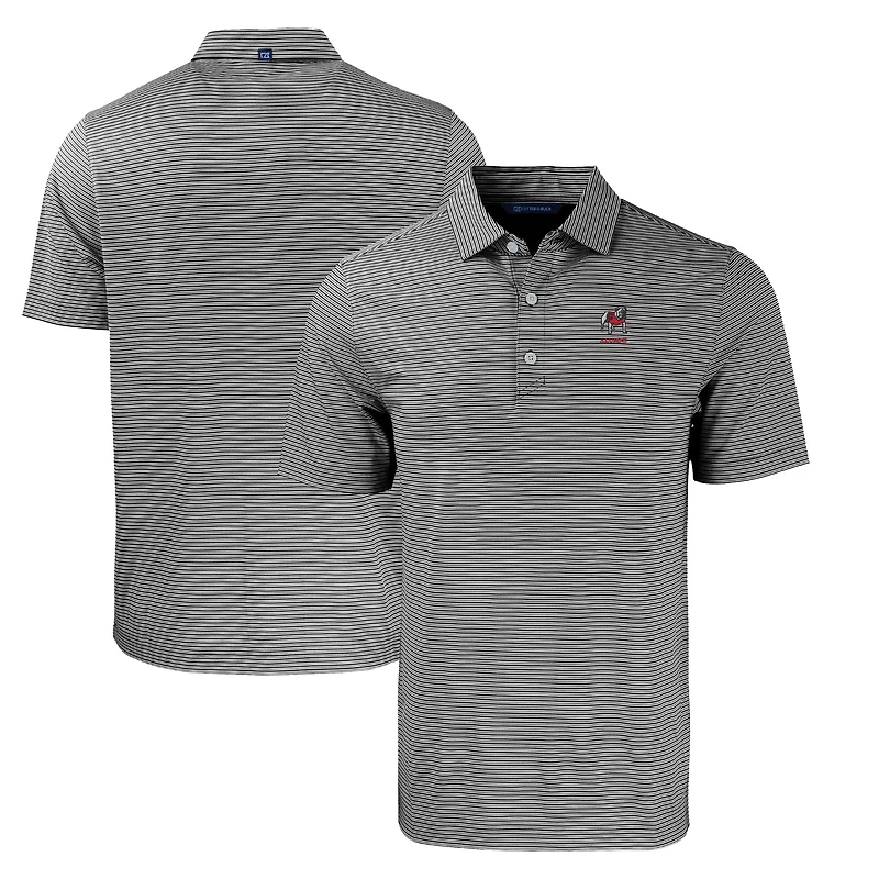 Men's Cutter & Buck Black Georgia Bulldogs Alumni Logo Forge Eco Double Stripe Stretch Recycled Polo