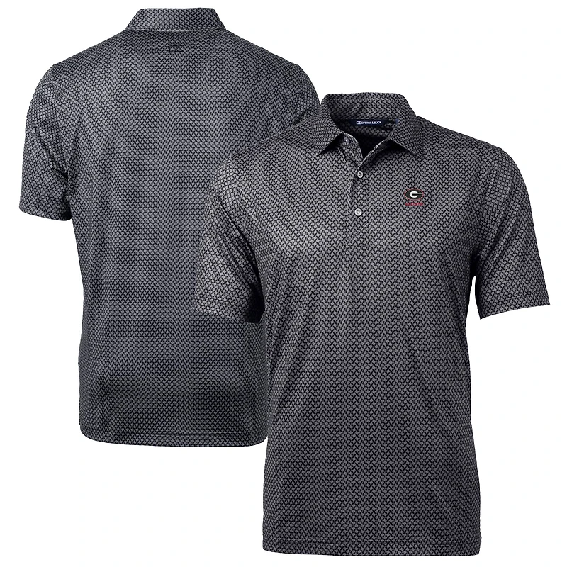 Polo extensible noir à imprimé bannière Pike et logo des anciens Georgia Bulldogs pour homme Cutter & Buck