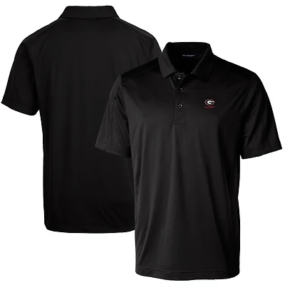 Polo texturé stretch noir Cutter & Buck pour homme, orné du logo des anciens élèves Georgia Bulldogs.