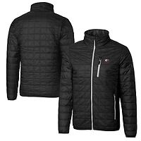 Gilet matelassé isolant entièrement zippé Rainier PrimaLoft Eco pour homme, noir, avec logo des anciens Georgia Bulldogs, Cutter & Buck