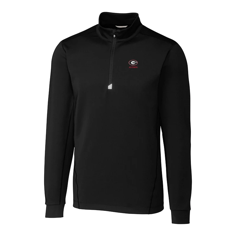 Pull-over extensible à fermeture éclair quart de tour pour homme Cutter & Buck, noir, avec logo des anciens Georgia Bulldogs