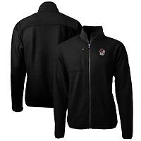 Veste polaire Sherpa écologique Cascade noire à fermeture éclair intégrale Cutter & Buck pour homme, motif Georgia Bulldogs, grandes tailles