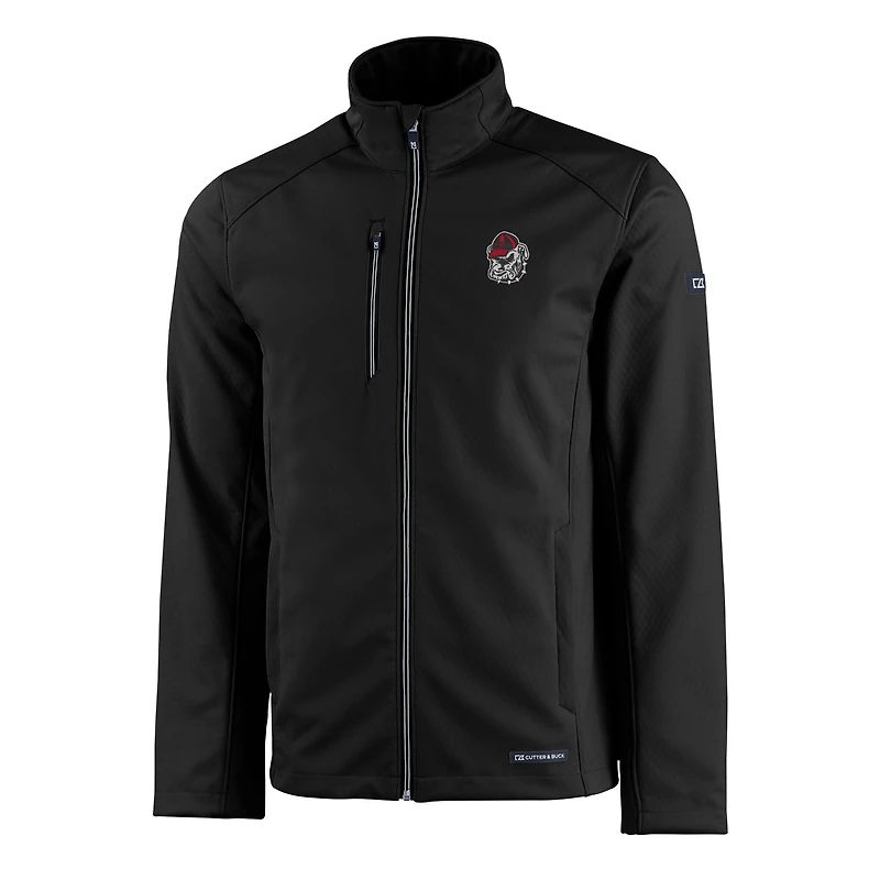 Men's Cutter & Buck Black Georgia Bulldogs Evoke Eco Softshell Recycled Full-Zip Jacket
