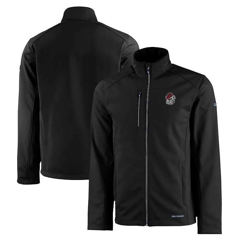 Men's Cutter & Buck Black Georgia Bulldogs Evoke Eco Softshell Recycled Full-Zip Jacket