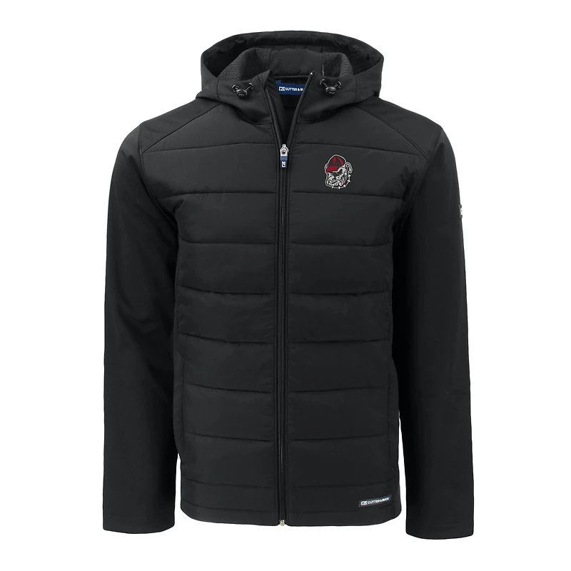 Veste à capuche zippée intégrale Cutter & Buck Black Georgia Bulldogs Evoke pour homme