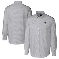 Chemise à manches longues boutonnée Cutter & Buck pour homme, couleur anthracite, logo des anciens élèves Georgia Bulldogs.