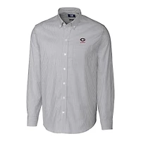 Men's Cutter & Buck  Charcoal Georgia Bulldogs Alumni Logo Stretch Oxford Stripe Long Sleeve Button-Down Shirt