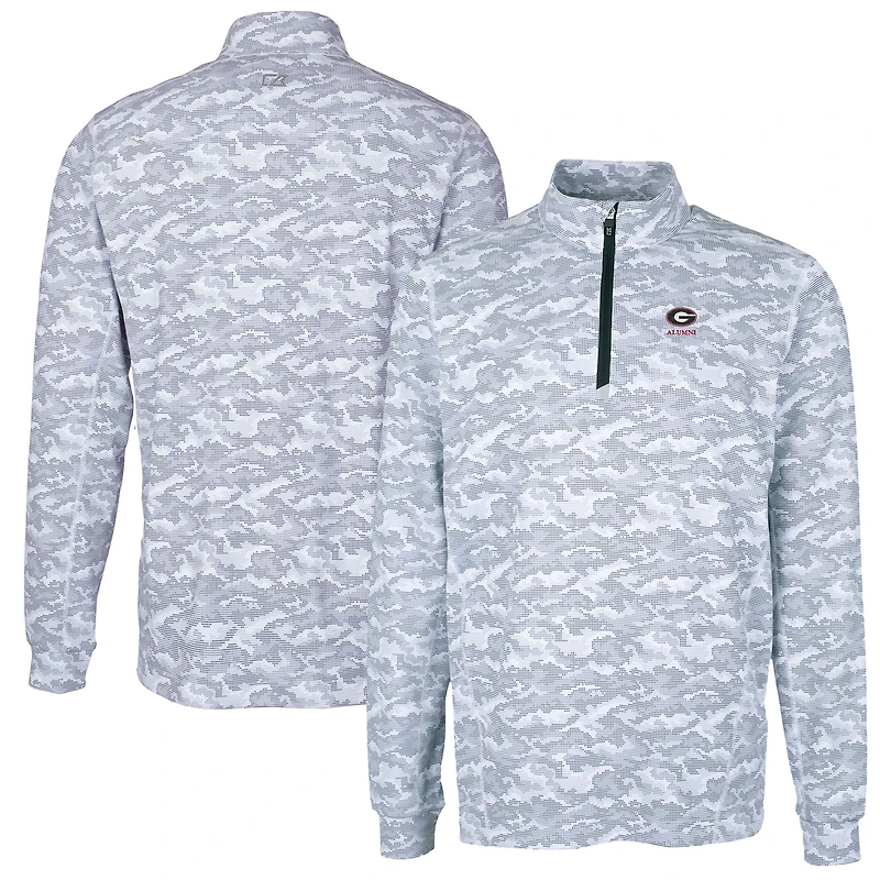 Pull-over extensible à fermeture éclair quart de tour pour homme, imprimé camouflage Traverse, logo des anciens Georgia Bulldogs, couleur anthracite, Cutter & Buck