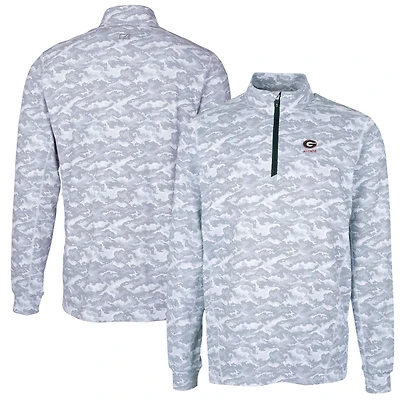 Pull-over extensible à fermeture éclair quart de tour pour homme, imprimé camouflage Traverse, logo des anciens Georgia Bulldogs, couleur anthracite, Cutter & Buck
