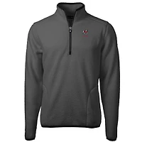 Men's Cutter & Buck Gray Georgia Bulldogs Alumni Logo Cascade Eco Sherpa Fleece Quarter-Zip Jacket