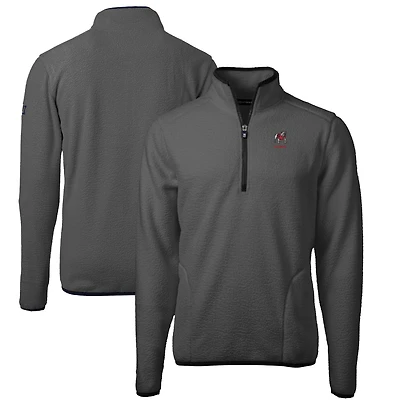 Men's Cutter & Buck Gray Georgia Bulldogs Alumni Logo Cascade Eco Sherpa Fleece Quarter-Zip Jacket