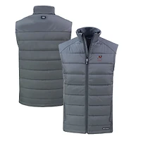 Gilet zippé entièrement recyclé en softshell hybride écologique PrimaLoft pour homme, gris, avec logo des anciens Georgia Bulldogs, Cutter & Buck