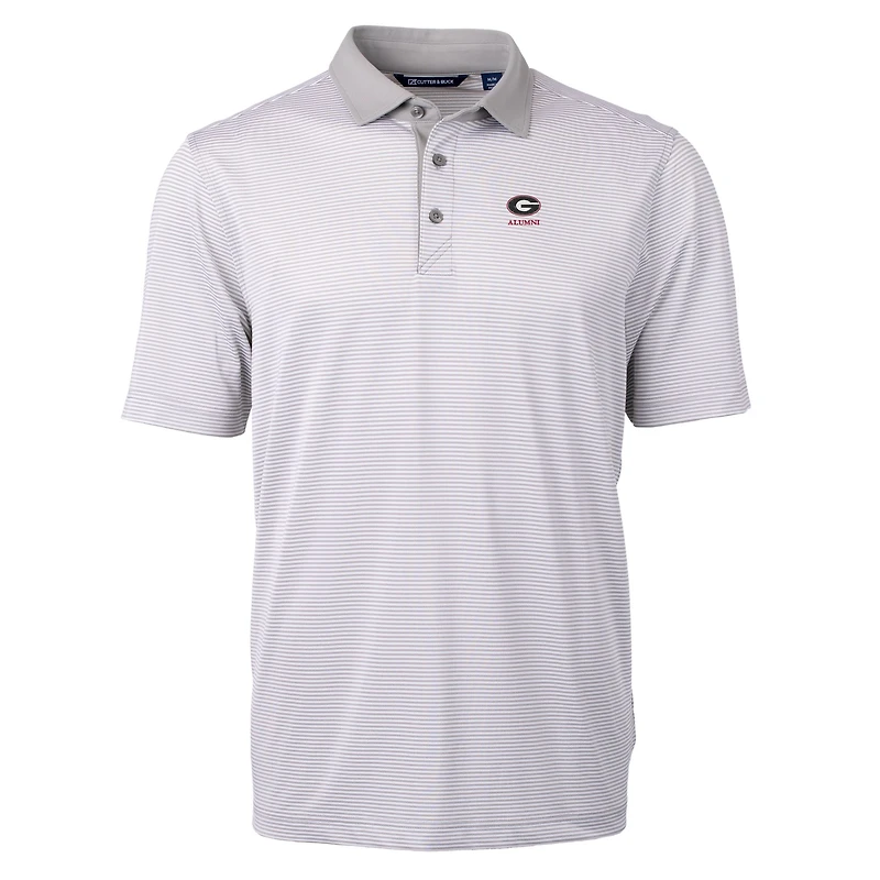 Polo recyclé à micro-rayures et logo des anciens élèves Georgia Bulldogs pour homme, gris Cutter & Buck, en piqué écologique Virtue
