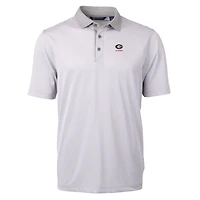 Polo recyclé à micro-rayures et logo des anciens élèves Georgia Bulldogs pour homme, gris Cutter & Buck, en piqué écologique Virtue