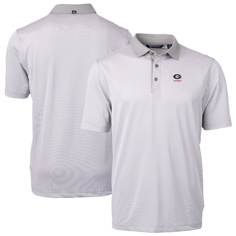 Men's Cutter & Buck Gray Georgia Bulldogs Alumni Logo Virtue Eco Pique Micro Stripe Recycled Polo