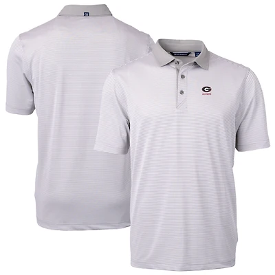 Men's Cutter & Buck Gray Georgia Bulldogs Alumni Logo Virtue Eco Pique Micro Stripe Recycled Polo