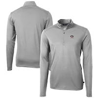Pull zippé en piqué écologique recyclé pour homme, gris, avec logo des anciens Georgia Bulldogs, Cutter & Buck