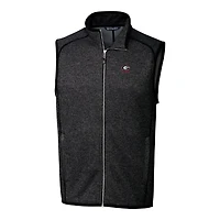 Men's Cutter & Buck  Heather Charcoal Georgia Bulldogs Alumni Logo Mainsail Sweater Knit Fleece Full-Zip Vest