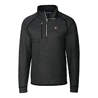 Men's Cutter & Buck  Heather Charcoal Georgia Bulldogs Alumni Logo Mainsail Sweater-Knit Half-Zip Pullover Jacket