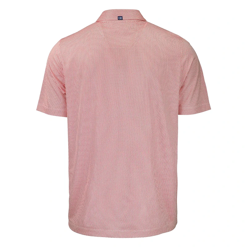 Polo Cutter & Buck pour homme, rouge et blanc, à imprimé symétrique écologique Pike, motif Georgia Bulldogs. Tissu extensible recyclé.