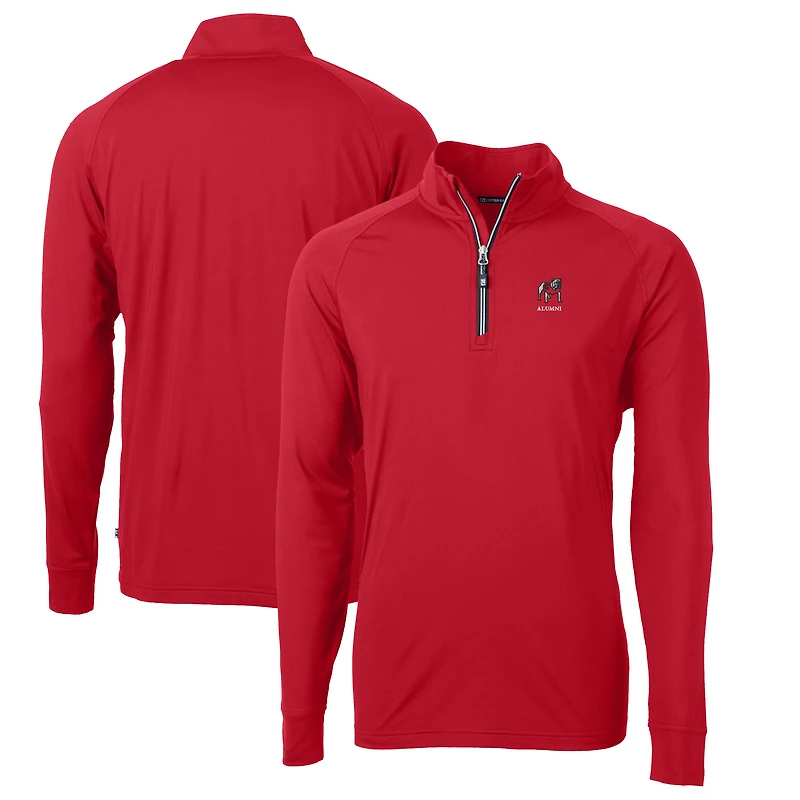 Men's Cutter & Buck Red Georgia Bulldogs Alumni Logo Adapt Eco Knit Stretch Recycled Quarter-Zip Top