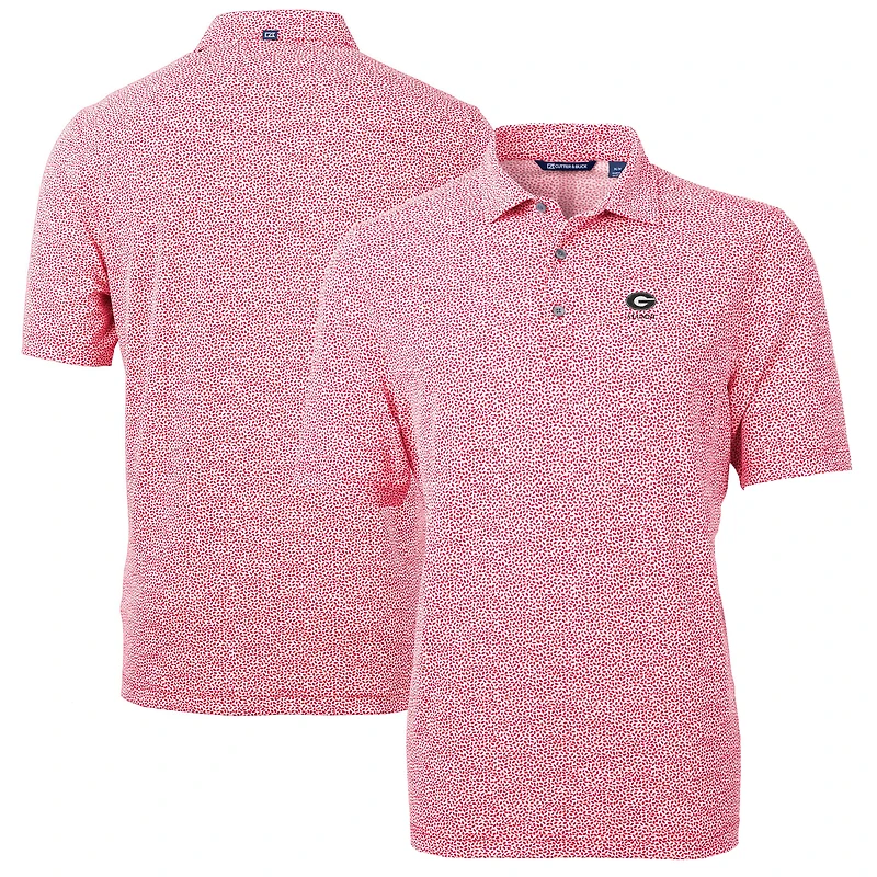 Men's Cutter & Buck Red Georgia Bulldogs Alumni Logo DryTec Virtue Eco Pique Botanical Print Recycled Polo