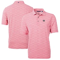 Men's Cutter & Buck  Red Georgia Bulldogs Alumni Logo DryTec Virtue Eco Pique Botanical Print Recycled Polo