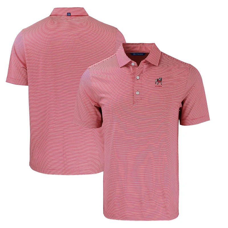 Polo Cutter & Buck rouge Georgia Bulldogs Alumni Logo Forge Eco Double Stripe Stretch Recycled pour homme
