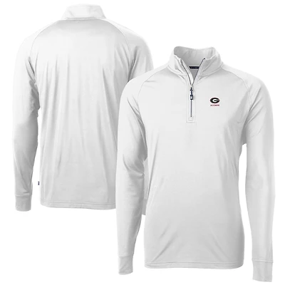 Men's Cutter & Buck  White Georgia Bulldogs Alumni Logo Adapt Eco Knit Stretch Recycled Quarter-Zip Pullover Top