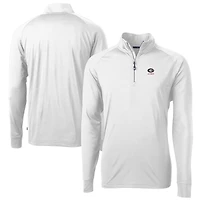 Men's Cutter & Buck  White Georgia Bulldogs Alumni Logo Adapt Eco Knit Stretch Recycled Quarter-Zip Pullover Top