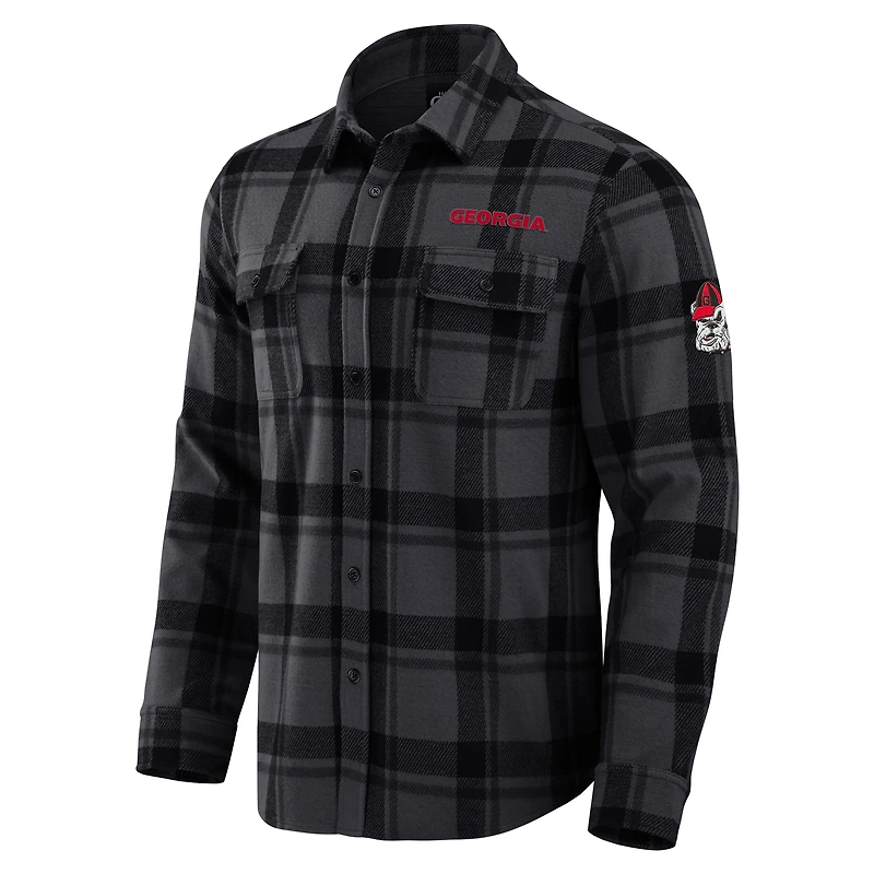 Men's Darius Rucker Collection by Fanatics Black Georgia Bulldogs Relaxed Fit Plaid Button-Up Shirt
