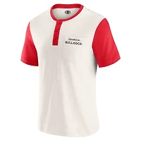 T-shirt Henley à blocs de couleurs crème/rouge pour homme la collection Darius Rucker par Fanatics, Georgia Bulldogs