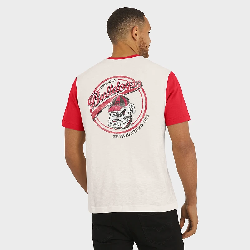 T-shirt Henley à blocs de couleurs crème/rouge pour homme la collection Darius Rucker par Fanatics, Georgia Bulldogs