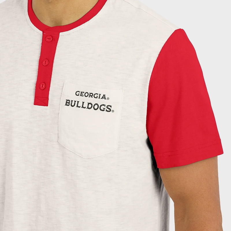 T-shirt Henley à blocs de couleurs crème/rouge pour homme la collection Darius Rucker par Fanatics, Georgia Bulldogs