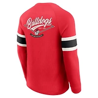 T-shirt Henley à manches longues raglan en tricot gaufré rouge pour homme, collection Darius Rucker par Fanatics, Georgia Bulldogs