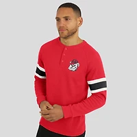 T-shirt Henley à manches longues raglan en tricot gaufré rouge pour homme, collection Darius Rucker par Fanatics, Georgia Bulldogs