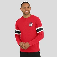 T-shirt Henley à manches longues raglan en tricot gaufré rouge pour homme, collection Darius Rucker par Fanatics, Georgia Bulldogs