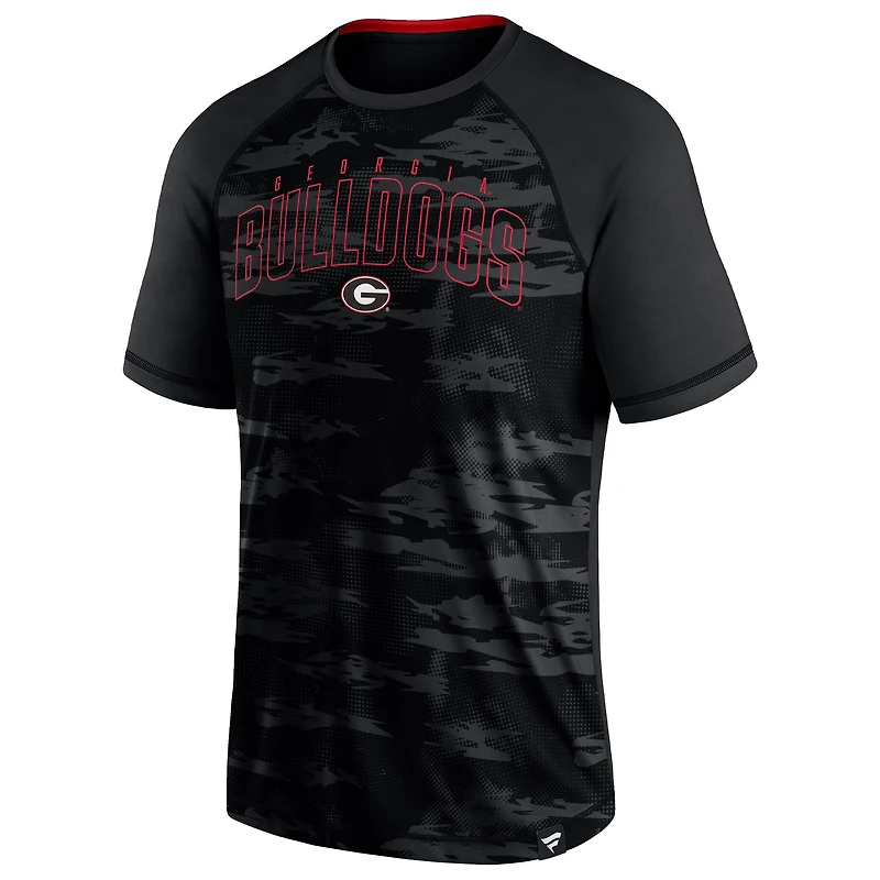 T-shirt raglan noir Georgia Bulldogs Arch Outline Fanatics pour hommes