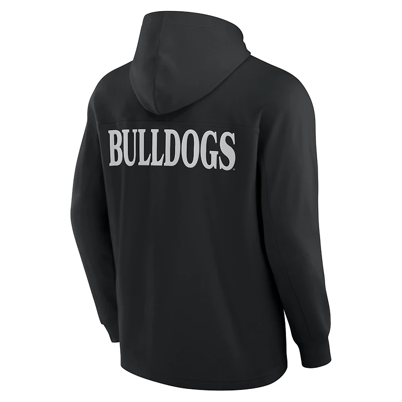 Men's Fanatics Black Georgia Bulldogs Blaze Tri-Blend Pullover Hoodie
