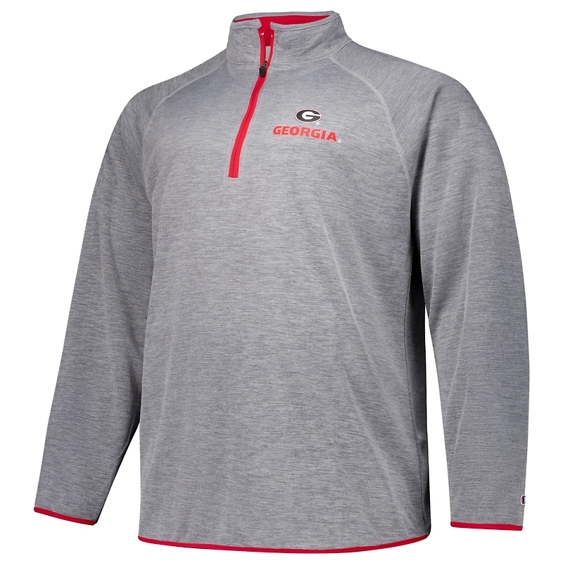 Men's Fanatics Charcoal Georgia Bulldogs Raglan Big &Tall Quarter-Zip Top