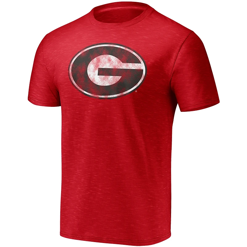 T-shirt classique à teinture par espacement avec logo principal Fanatics Red Georgia Bulldogs pour hommes