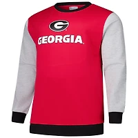 Men's Fanatics  Red Georgia Bulldogs Contrast Sleeve Large Chest Big & Tall Pullover Sweatshirt